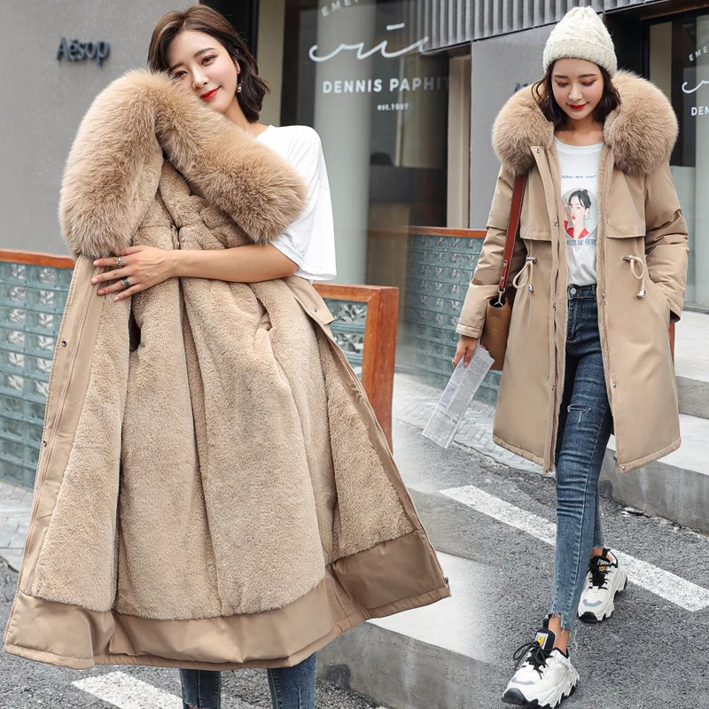 Pasuxi 2024 Winter Women's Coats S Snow Coat Hooded Fur Collar Thick ...