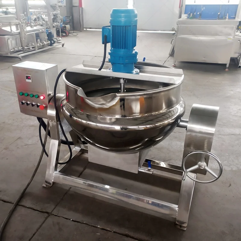 100L 300L 500L Industrial Steam/gas/electric Jacketed Cooking Kettle Cooking Mixer Pot Jacket Kettle With Agitator
