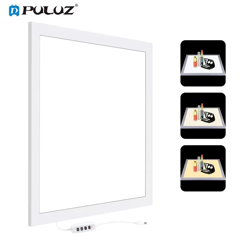 PULUZ 600LM 20 cm LED Photography Shadowless Bottom Light Lamp Panel Dimmable for Photo Studio Shoot Tent Box