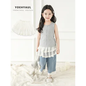 YOEHYAUL S1764 1-8T Beige Solid Little Girl Hips Decoration Child Plain Kids Belts for Girls Toddler