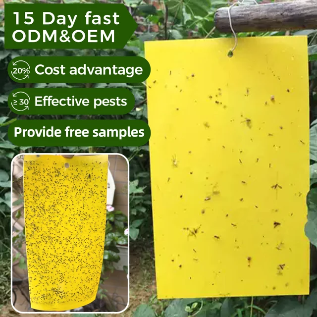 Customized double-sided yellow sticky insect board with strong adhesion to capture pests, outdoor small flying insect trap