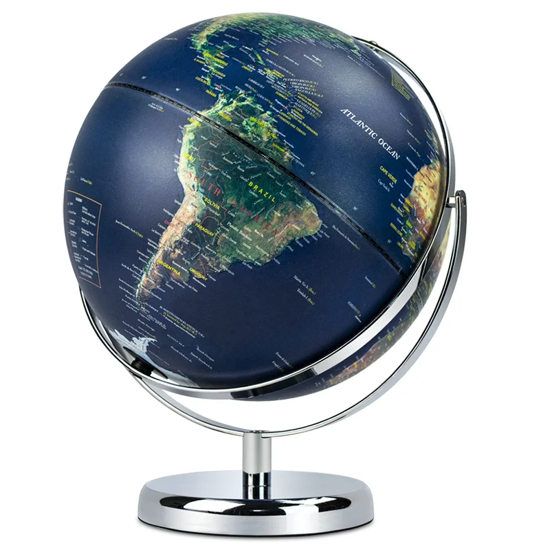 Настольный вращающийся глобус географический обучающий игрушечный Мир Глобусы 32 см синий