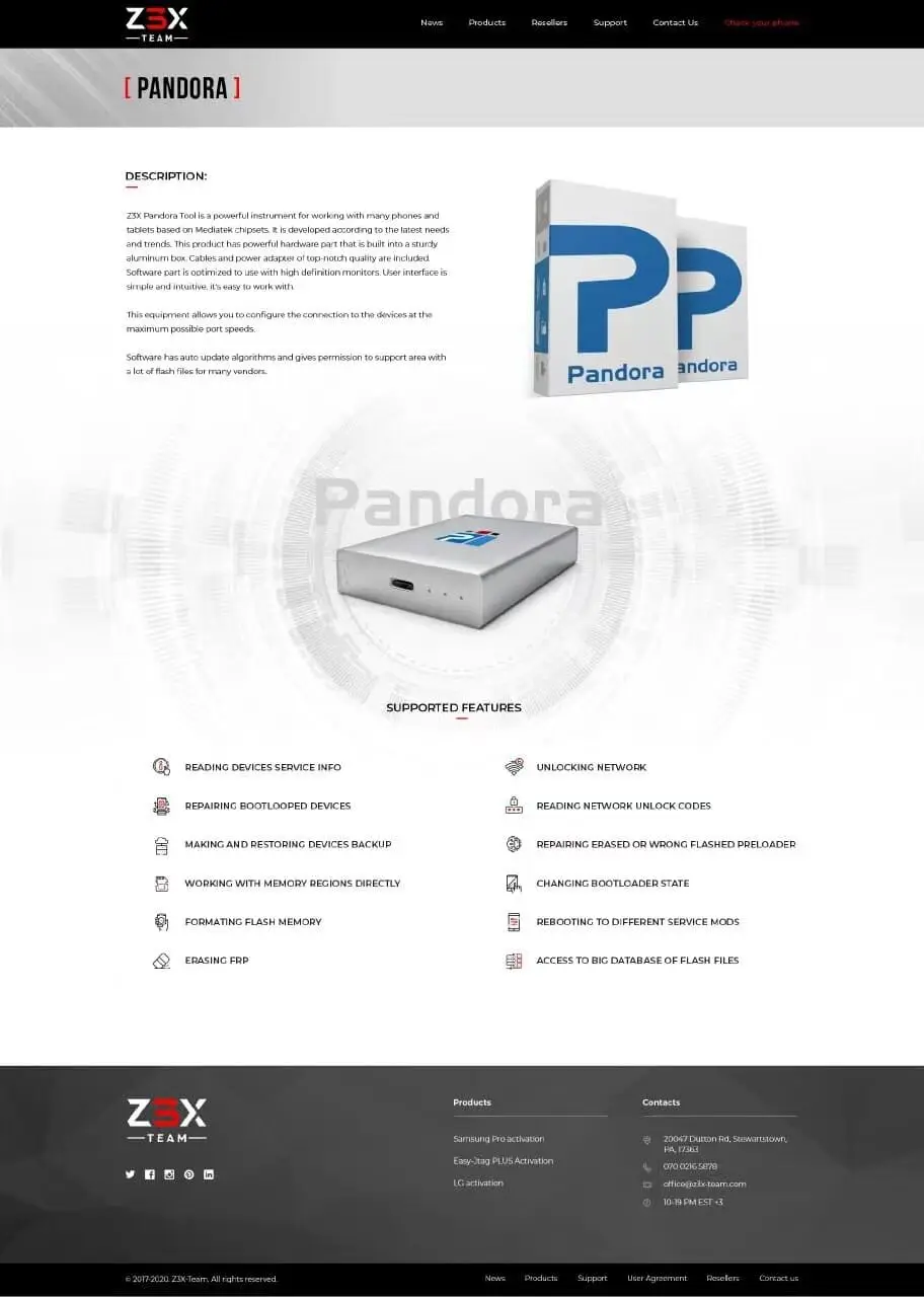 Pandora box for network tool box for phone sim card from Z3X