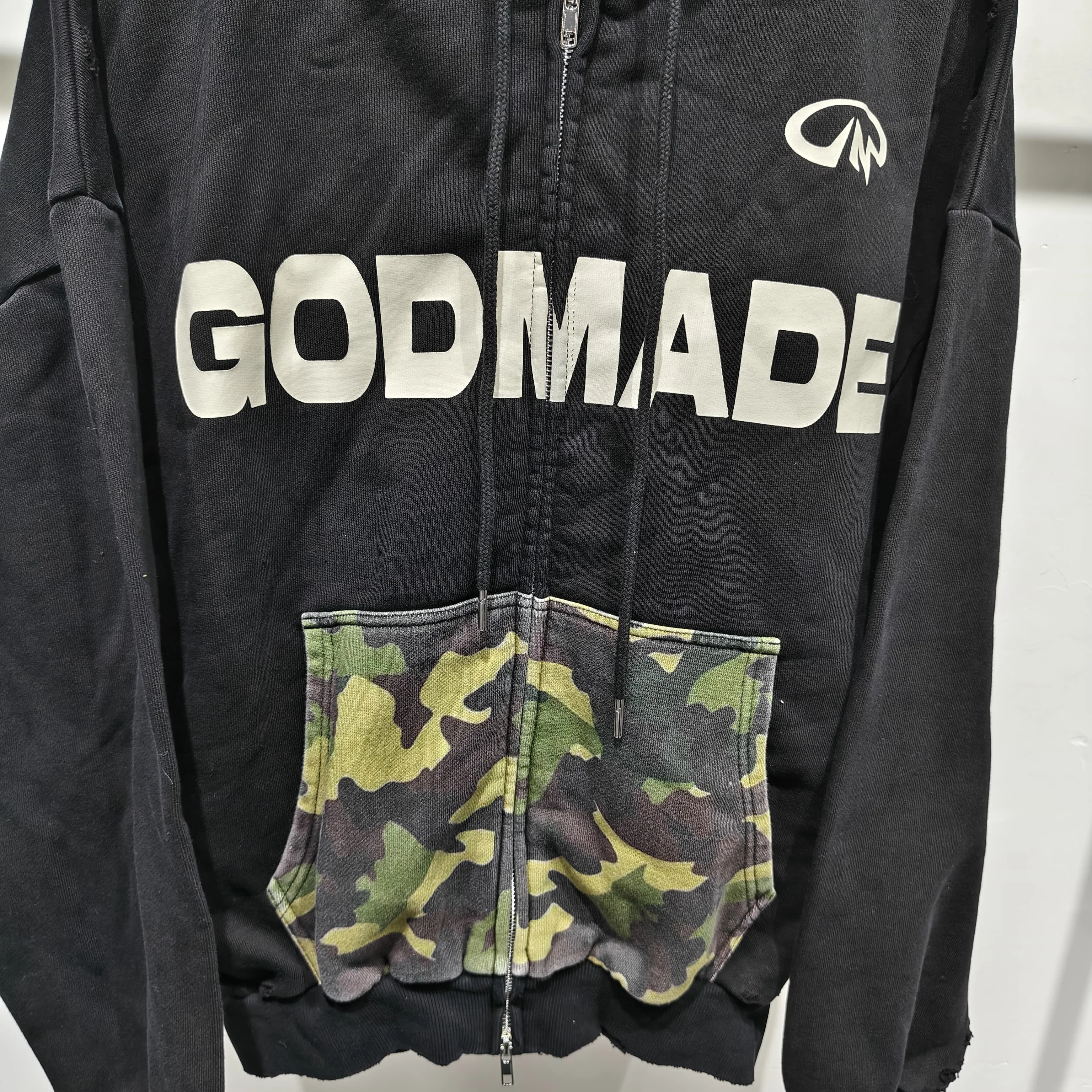 Custom Heavy Cotton Sunfaded Distressed Acid Washed Zip up Camouflage Print Men Women Unisex Hooded Jacket gallery 5
