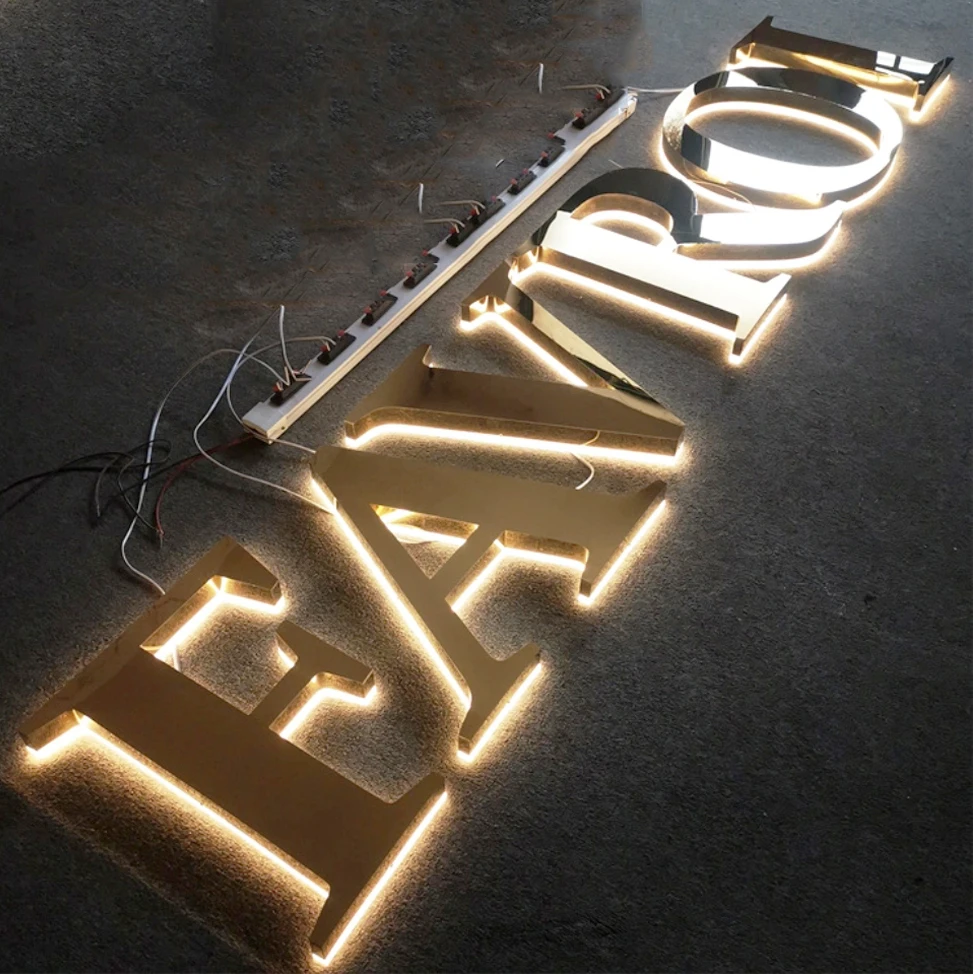 Rebow Customized Backlit Sign Led Channel Letters 3d Letter Sign Stainless Steel Electronic Led Illuminated Sign