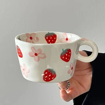 Strawberry Tiger Hand-painted Coffee Mug Children's Milk Breakfast Cup