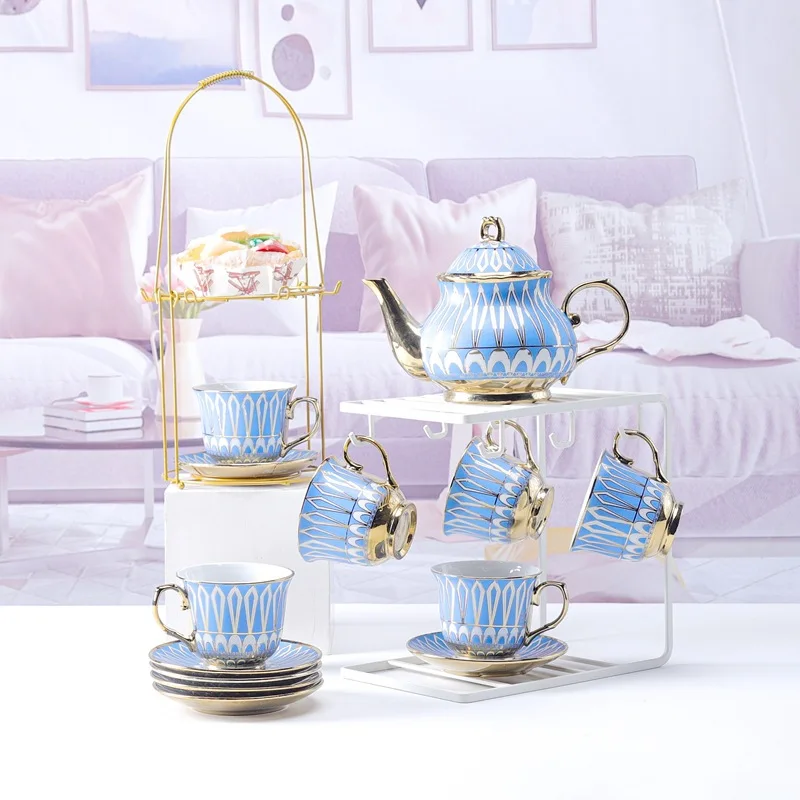 Custom Gold Rim Porcelain Tea Cup Set Teapot Chinese Tea Pot And Cup Sets Decor Luxury Ceramic