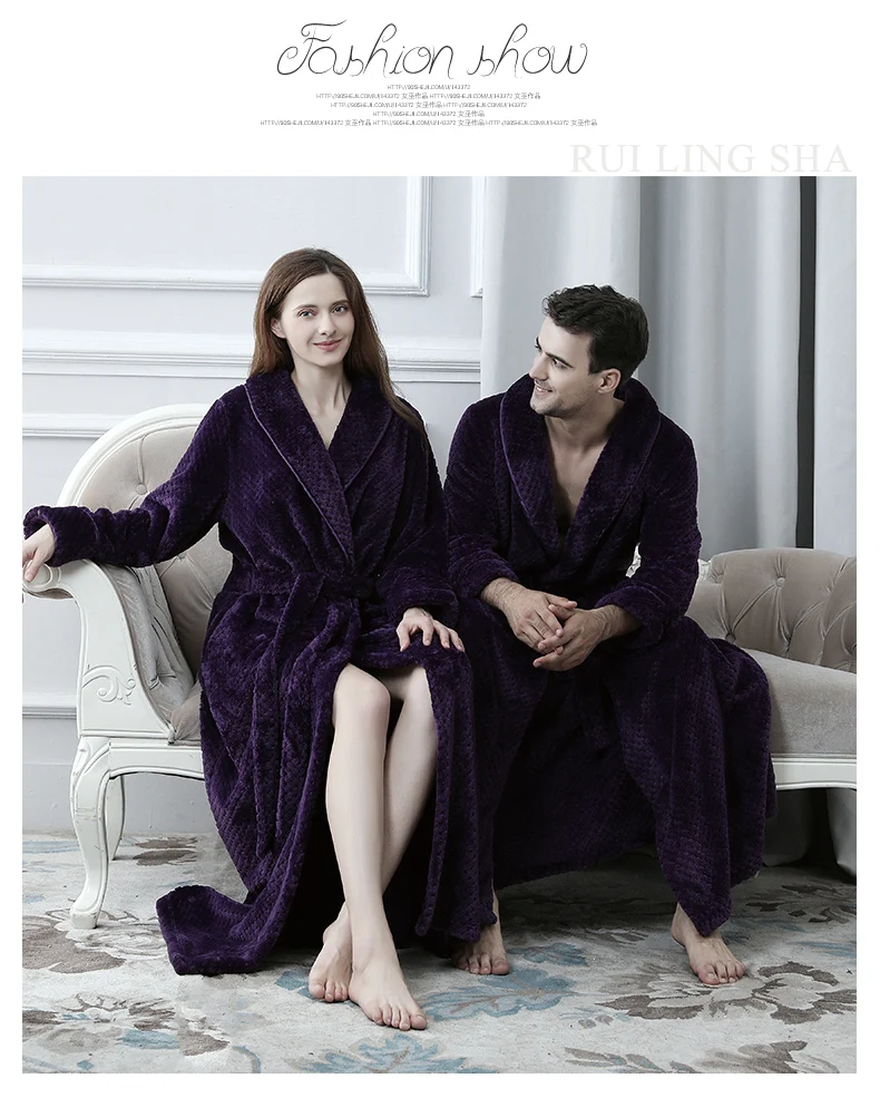 Men Epvca Long Warm Dobbstainless Steelplush Bathrobe Winter Thick Flannel Thermal Bathrobe Microfiber Luxury Bathrobe Women details