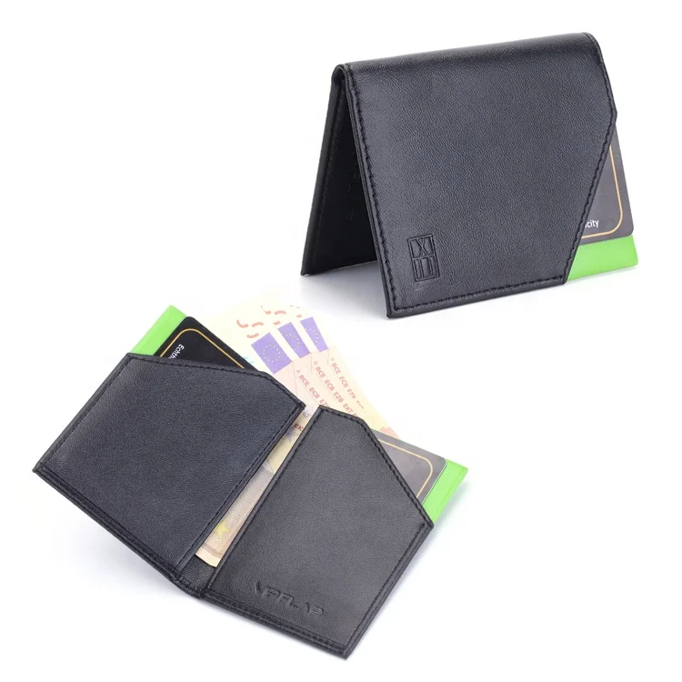 Promotional High Black smooth Leather Business Name Card Holder Wallet Rfid Leather Slim Mens Card Holder Wallet