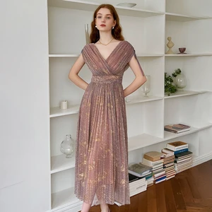 ZYHT 21248 Eco-Friendly Woman Dress New Arrivals Elegant Ladies Glitter Party Sleeveless Casual Summer Long Maxi Natural Dresses