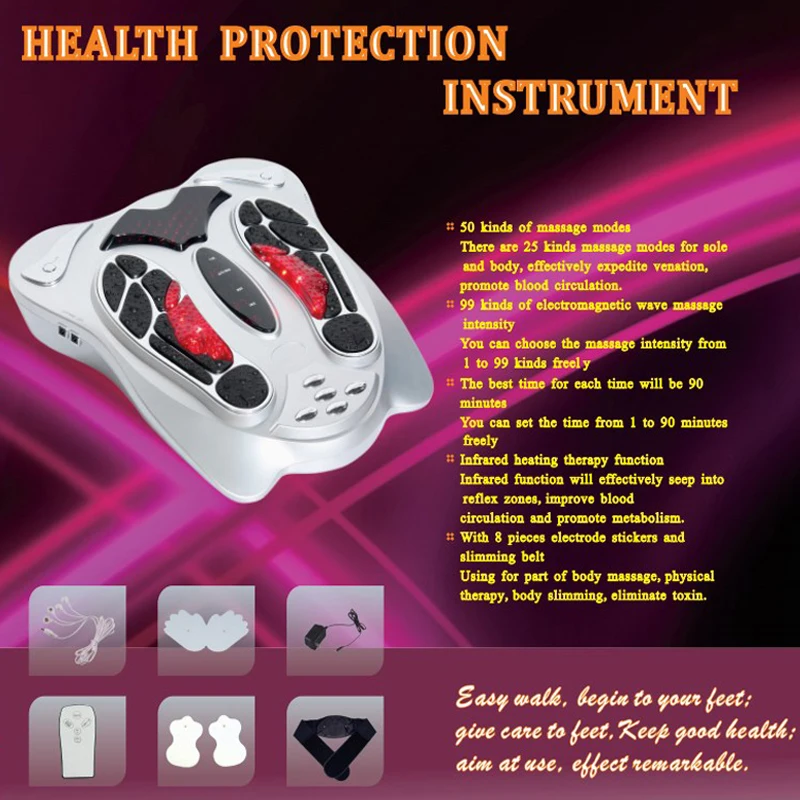 Foot Massager Low Frequency Electromagnetic Wave Pulse Foot Massager Tens Foot Massage for Blood Circulation with Electrode Pads