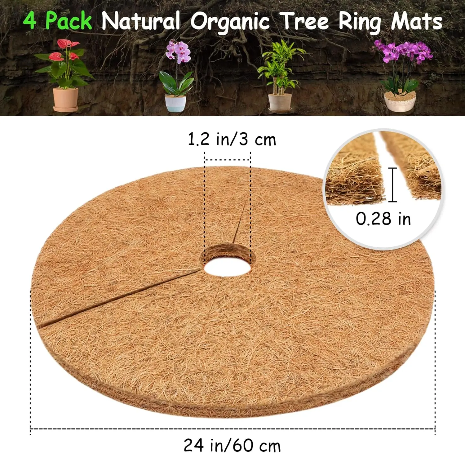 Coconut Fibers Mulch Ring Protector Mat 24 Inch Coco Coir Mulch