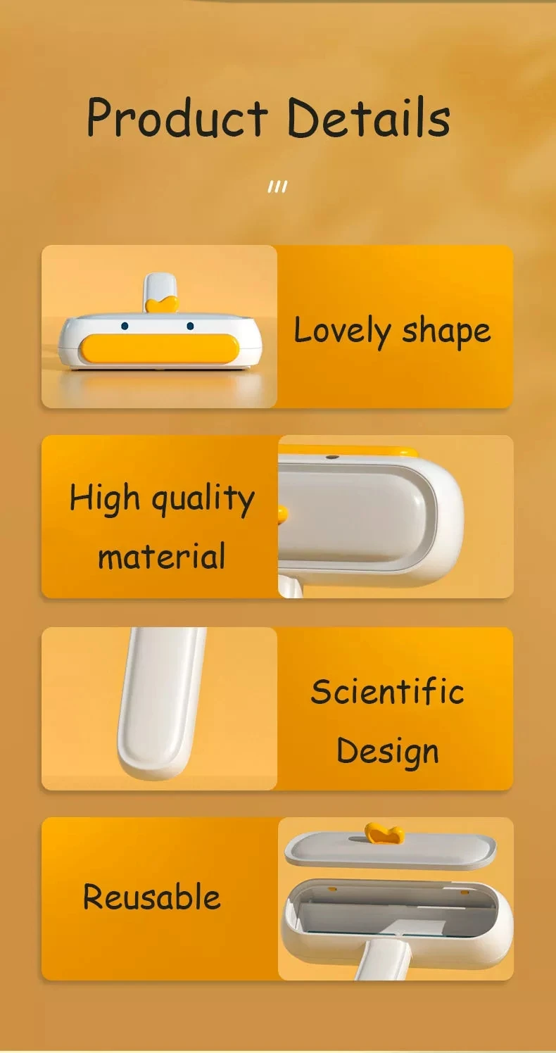 New Design Cute Duck Reusable Dog Cat Hair Remover Roller For Bed