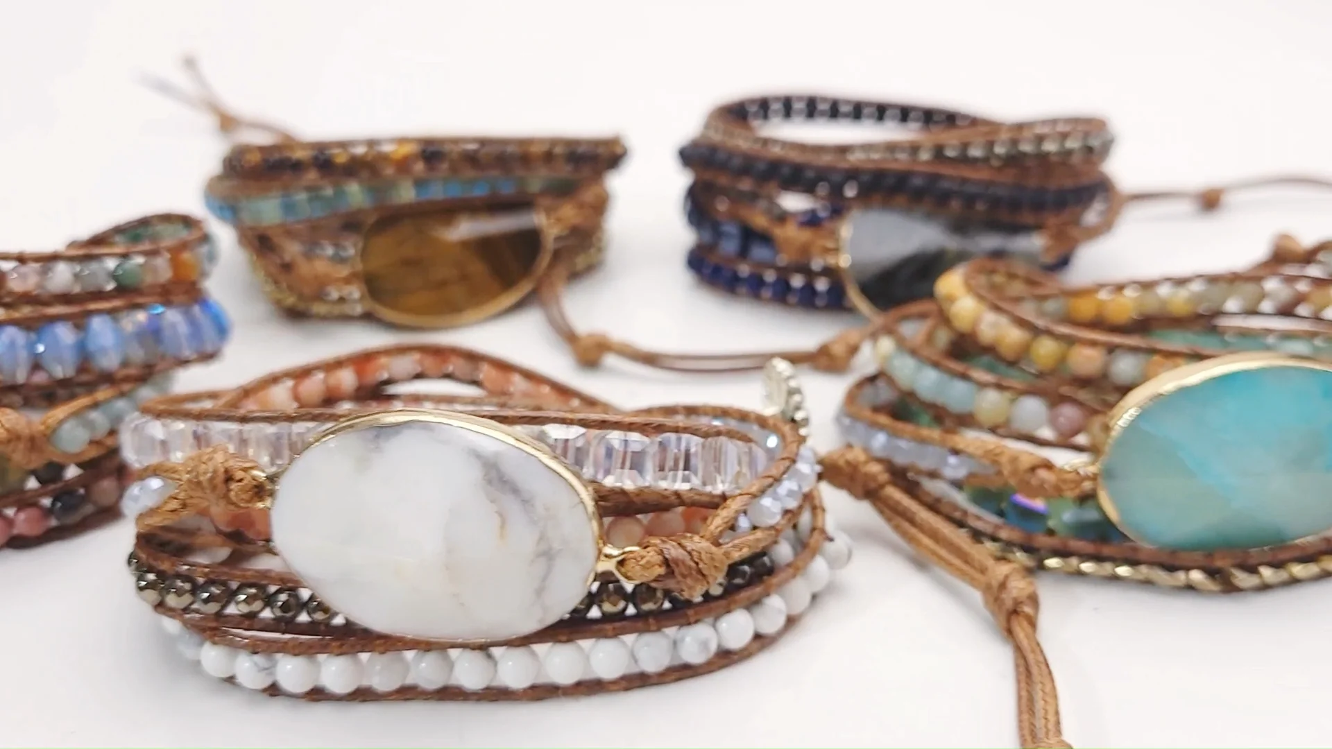 Dropshippers Fashion Women Leather Bracelet Handmade Mixed Natural