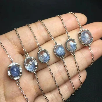 Natural Crystal Gemstone Women 925 sterling silver jewelry dumortierite adjustable bracelets