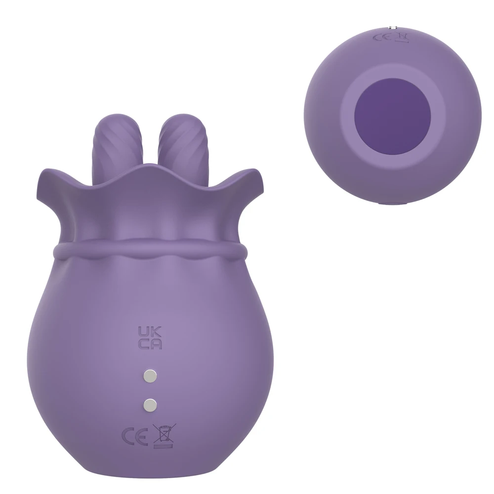 2023 Hot Selling Rose Vibrator Manufacturer Sex Toys Wholesale 2 in 1  Clitoral Licking Thrusting Rose Vibrator for Women