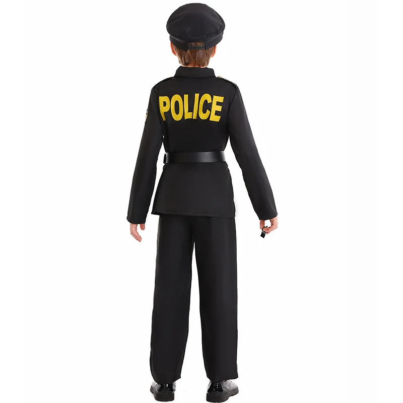 Police Officer Costume Black Suit Career Day Costumes Boys Role Play Police  Uniform Party Festival for Children