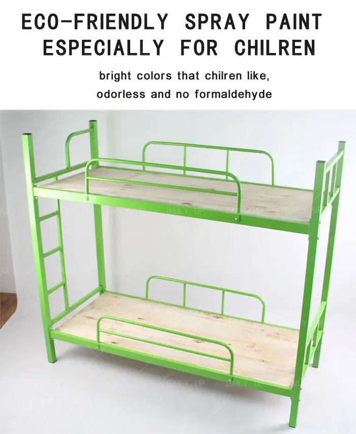 Dormitory Steel Frame Bunk Bed School Student Double Decker Bed With Ladder Stairs Guardrail For Kindergarten Bedroom