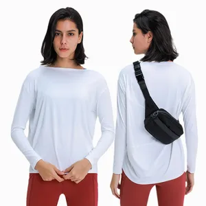 Fitness Sports Gym Women's Breathable T Shirt Round Neck Workout Clothing Loose Yoga Long Sleeve Women Top