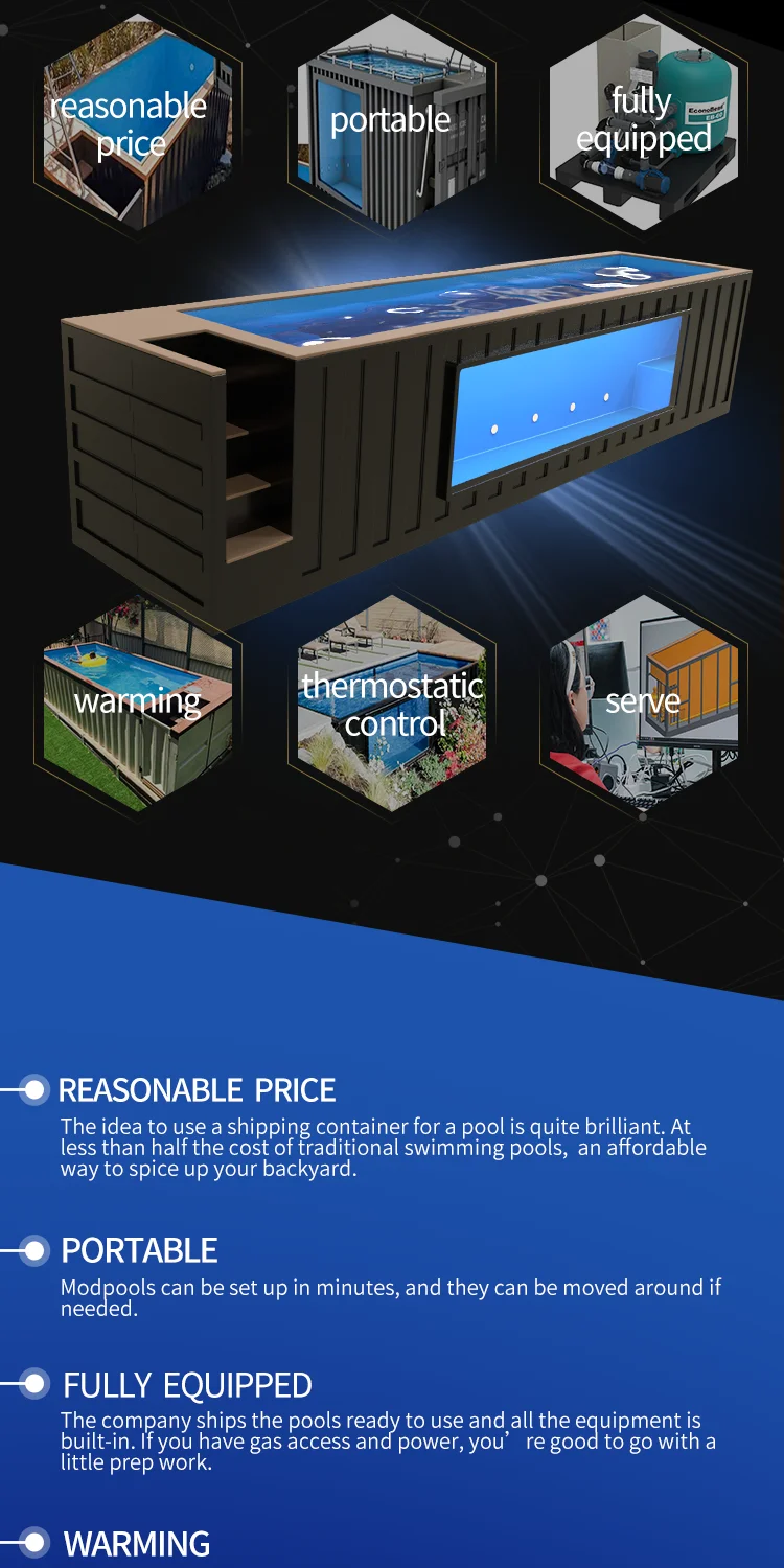 Supplier Container Swimming Pool Above Ground 20ft 40ft Endless Terrace