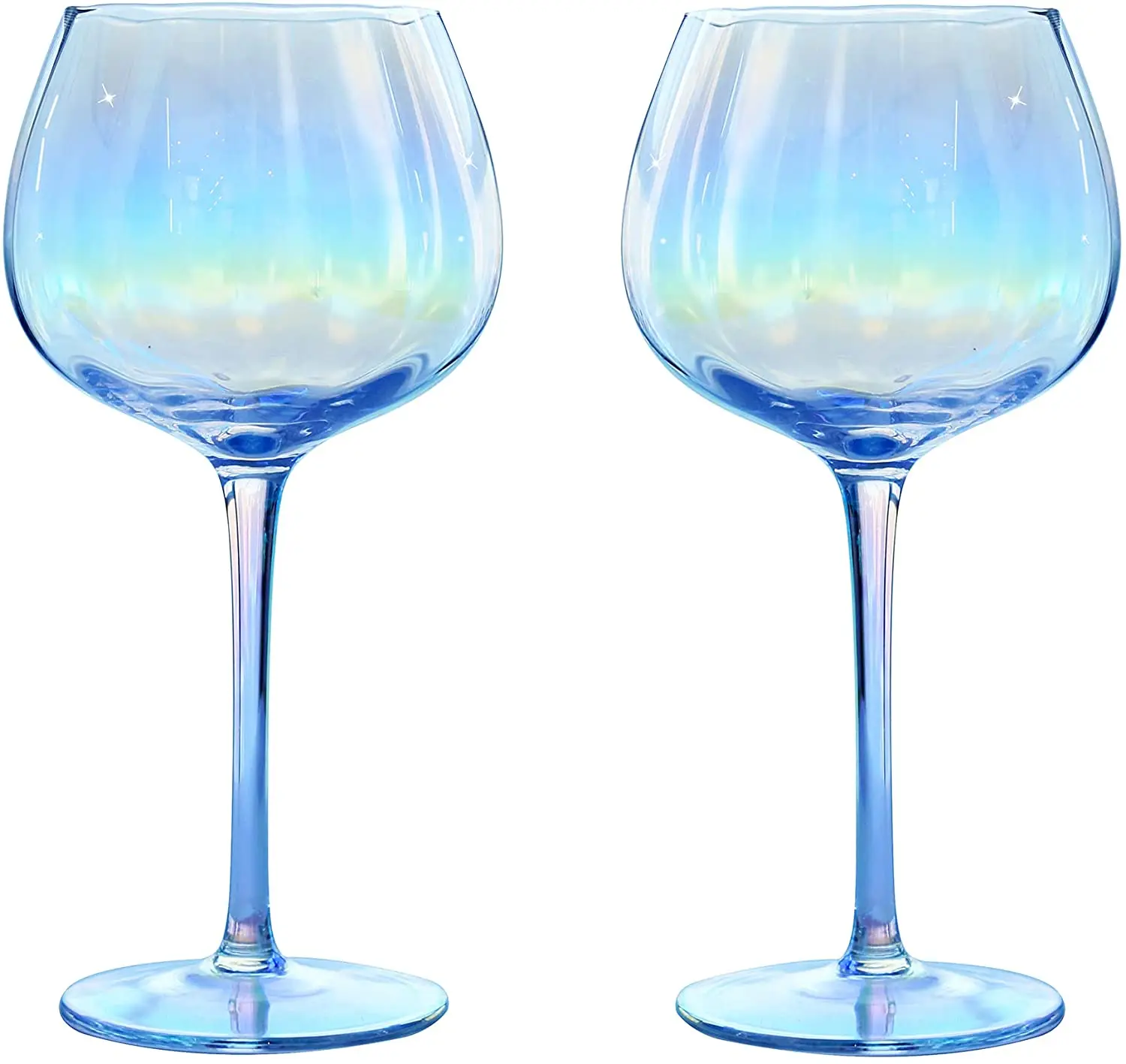 Iridescent Wine Glasses with Crystal-Filled Stems
