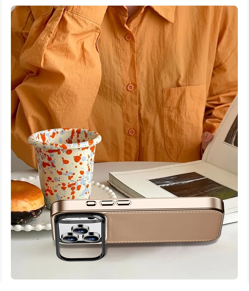 product laudtec faux leather protective case with magnetic closure and separate camera button luxury vintage style for iphone 17 pro-4