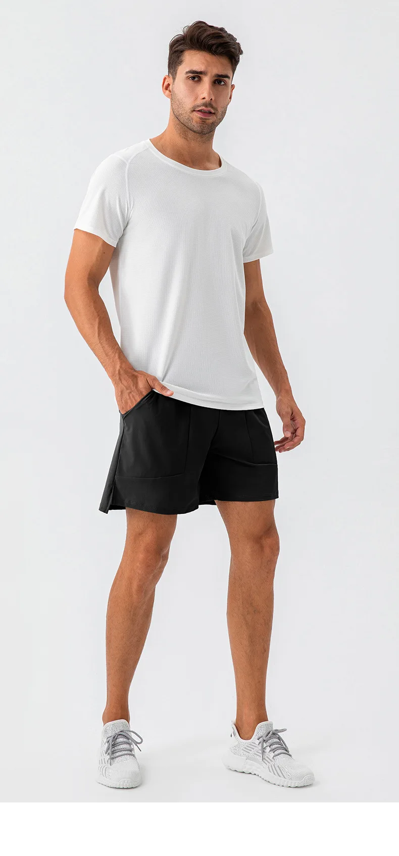 Pantaloncini sportivi da palestra per uomo, personalizzati, ad asciugatura rapida, in nylon, spandex, allenamento per corsa, atletico, tasche ad anello per asciugamano Fiess424_voghion.com