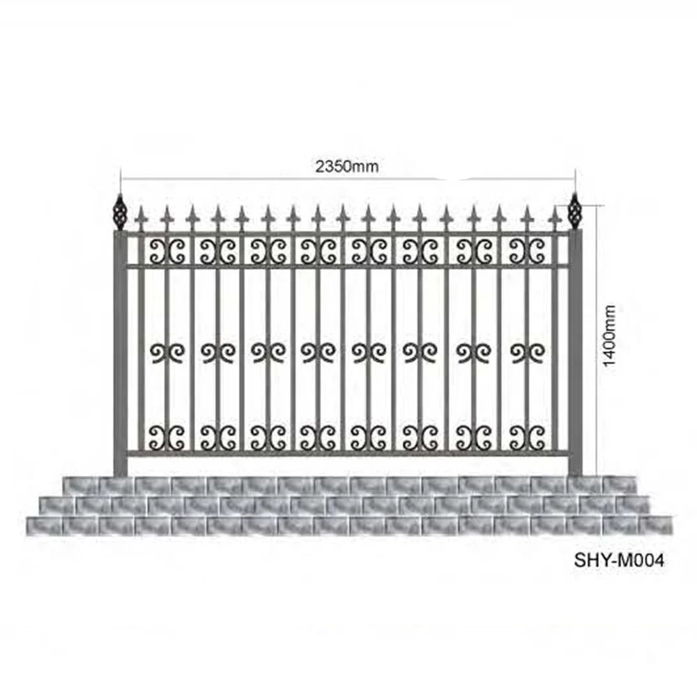 Prefabricated Wrought Iron Estate Fencing / Accessories Spear Iron Fence, image size:1000x1000