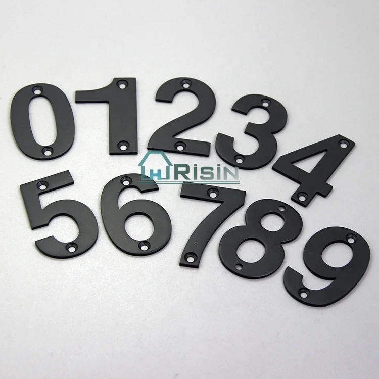 0-9 атласный Матовый Черный дверной знак из нержавеющей стали