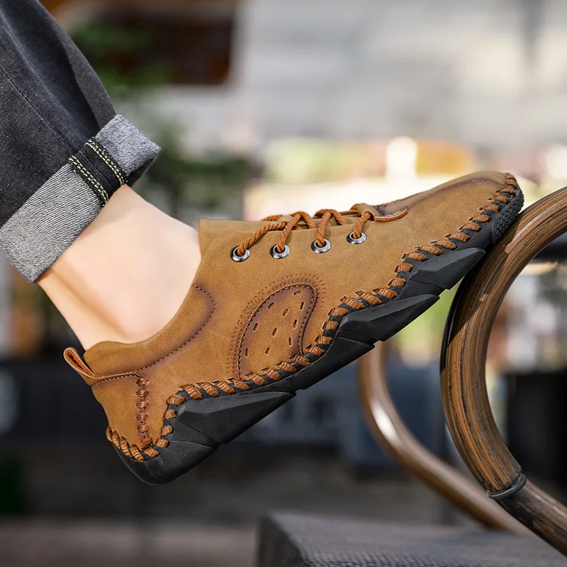 Men's Basic Walking Style Sneaker Good Selling Real Leather Breathable Casual Shoes For Men