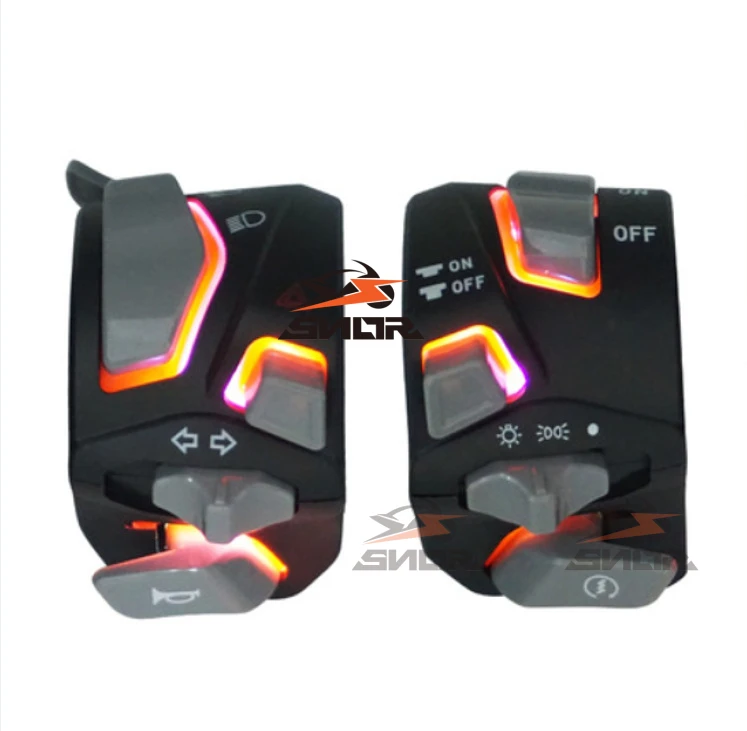 SNOR Universal Led Light Colorful Motorcycle Handle Switch Modified Handlebar Control Headlight Turn Signal Horn Switch