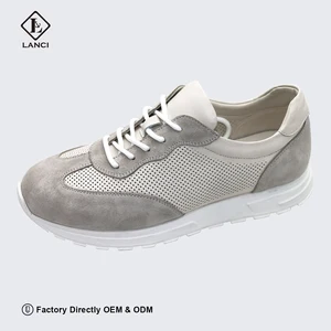 LANCI ODM High Quality Men's Casual Walking Running Shoes Comfortable Anti-Slippery Leather Sneakers Lace-Up Suede Sneakers Men