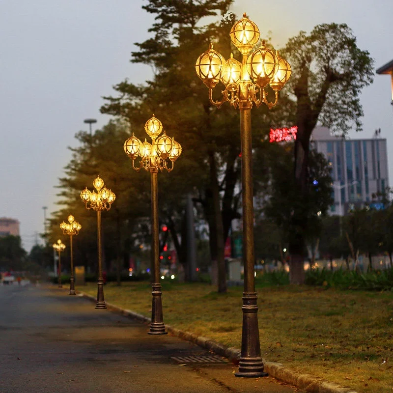 Shuangxin LED High-Pole Street Lamp 3.4m European-Style Outdoor Garden Lamp with Aluminum & Glass Construction