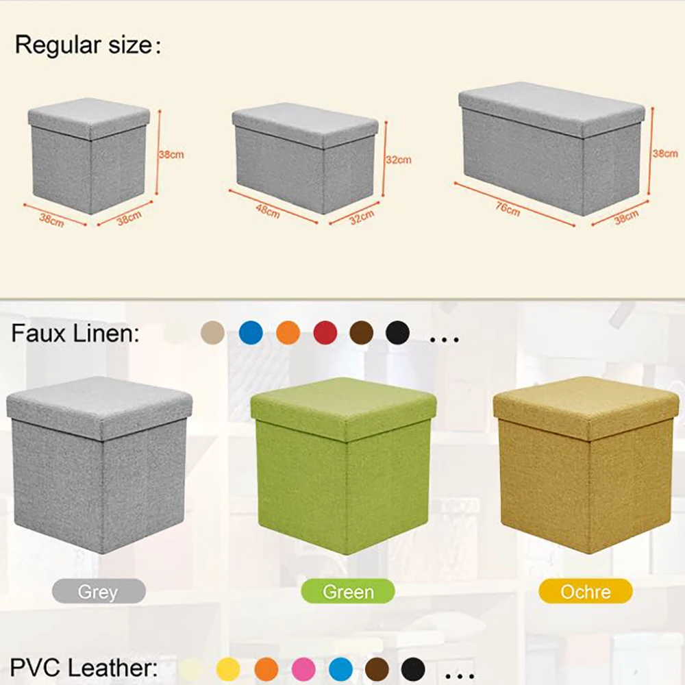 New Design Luxury Faux Fur Poof Ottomans Stool Chair with Storage Space Saving Living Room