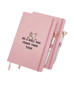Custom A5 Hardcover Pink PU Leather Journal Diary With Pen Logo Printed Dotted Grid Bullets Journals Notebook
