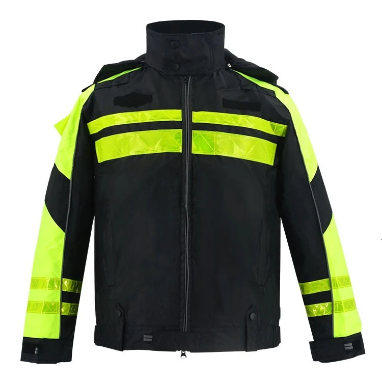Плотный флуоресцентный желтый дорожный отражающий хлопковый уличный плащ Мужская куртка