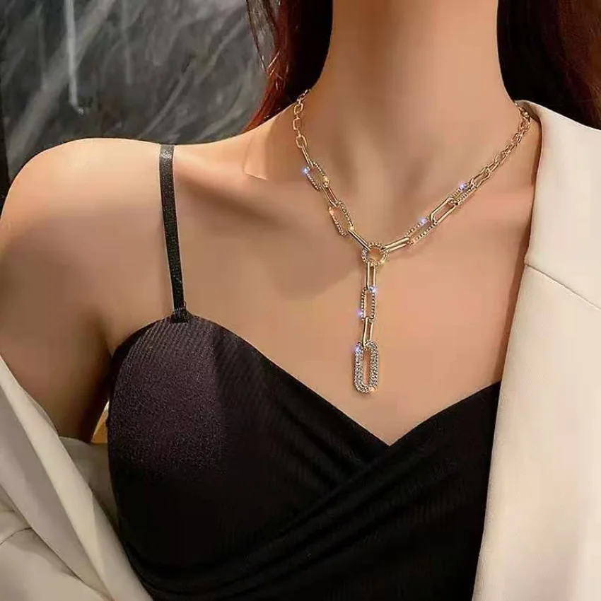 Elegant Alloy Chain Tassel Necklace for Women