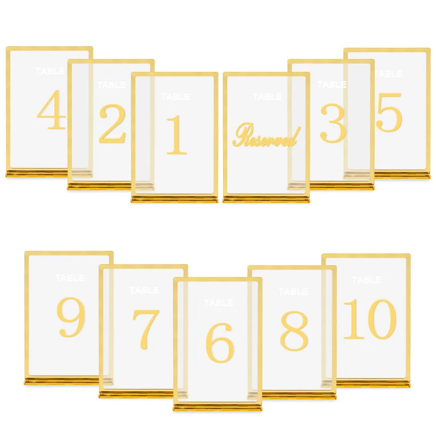 Luxury Clear Acrylic Wedding Table Numbers Calligraphy Gold Mirror ...