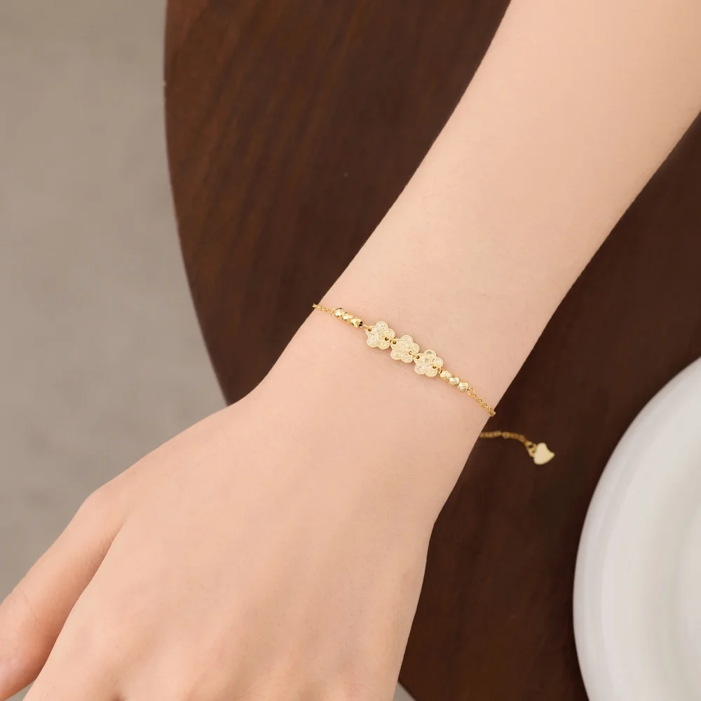 KAKODIY Fashion Design Fine Jewelry Sterling Silver Link Shiny Iced Finish Four Leaf Clover Pendant Bracelet detail 3