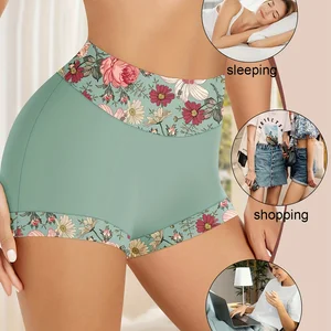 Women's Sexy High Waist Printed Underwear Breathable Multi-Color Beach Vacation Briefs Everyday Knitted Panties Wholesale Bikini