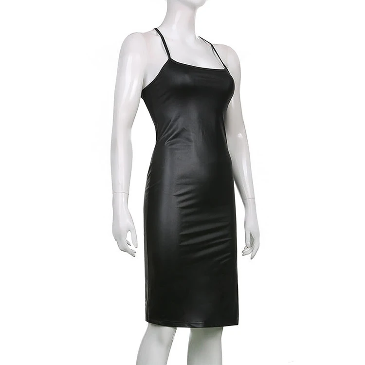 Custom Backless Sexy Solid Black Spaghetti Strap Trendy Women Dress For ...
