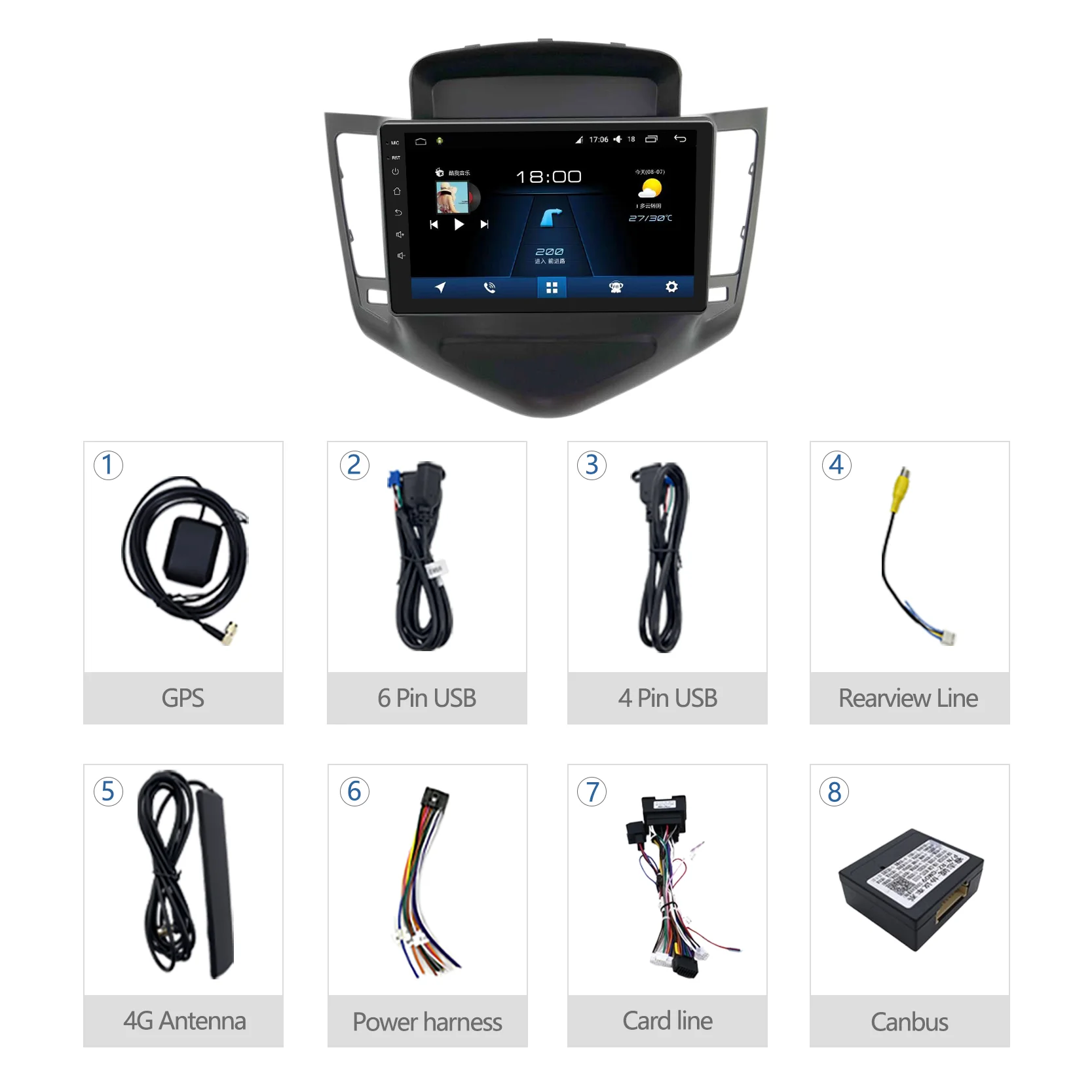 MeiHua Portable Car Android Screen for Chevrolet Cruze 2009-2012 Car Radio GPS Navigation Multimedia Player Dashboard Kit Frame