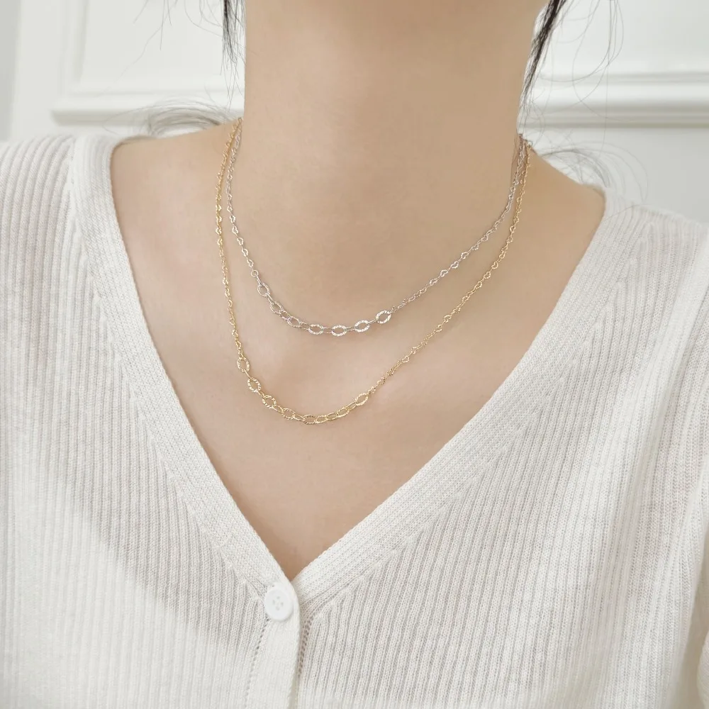 KAKODIY simple design 925 sterling silver rhodium 14K gold plated chain necklace for everyday wear detail 2