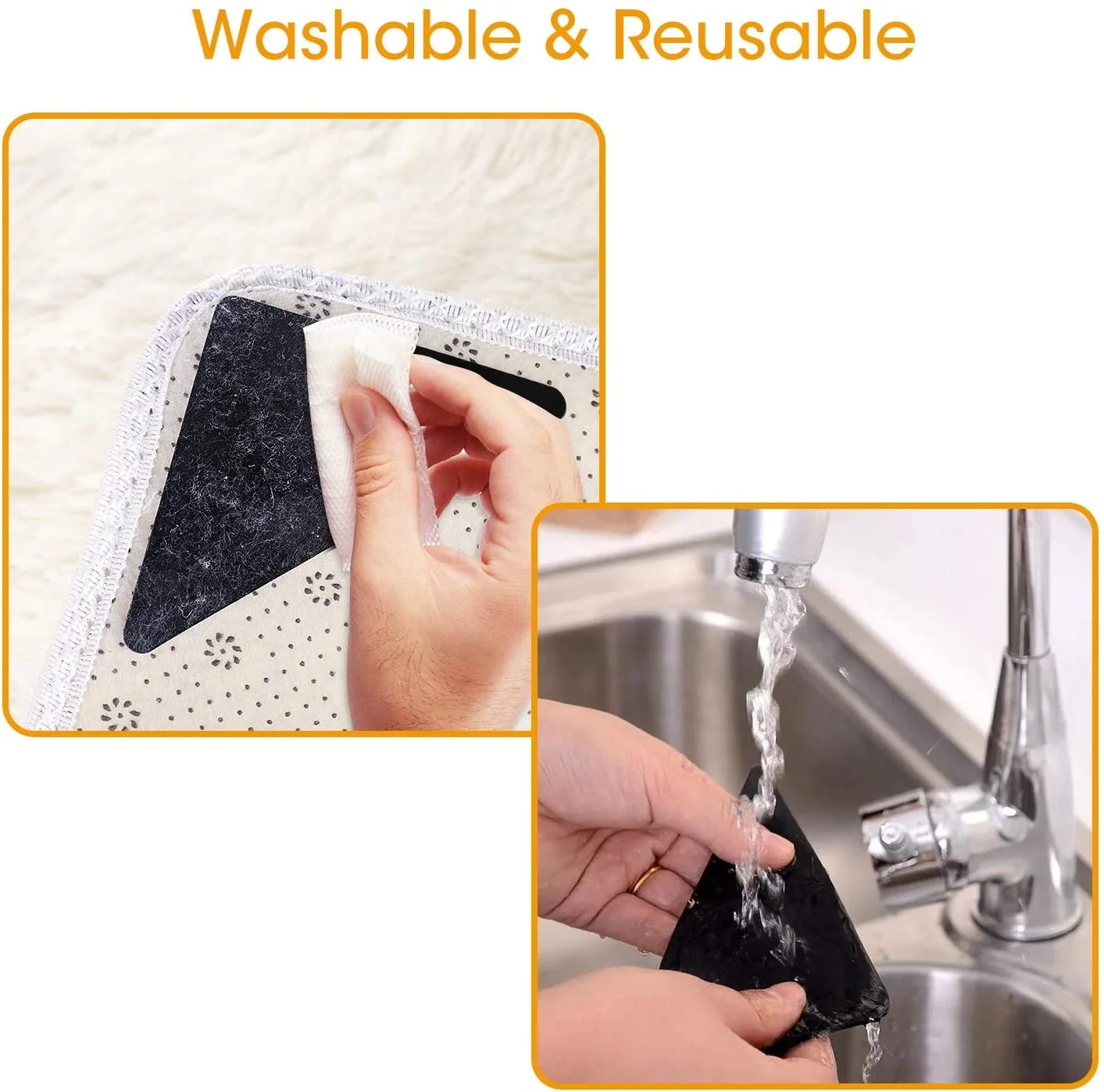 Non Slip Rug Pad 4Pcs Rug Carpet Mat Grippers Anti Skid Reusable Silicone Grip Adhesive Anti Slip Pad