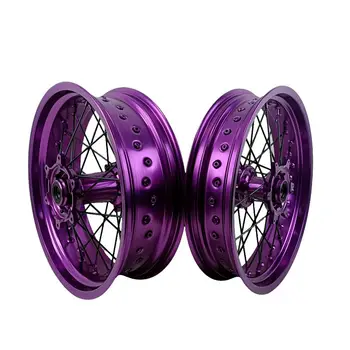 For Multi-brand Spoke Wheels Fantastic Cool  Purple Rims  Purple Hub Supermoto Wheels Set