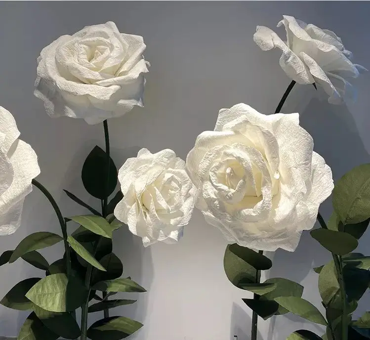White Rose Paper Flower Decoration Handmade Props Art Gallery Wedding ...