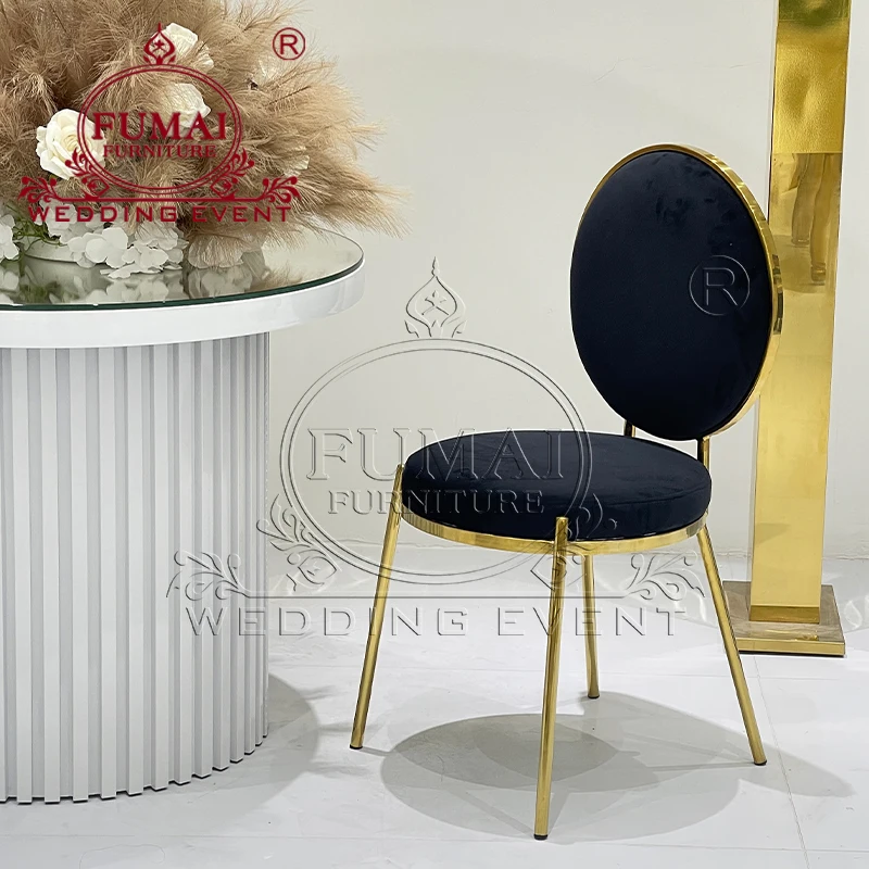 Titanium Stainless Steel Frame Round Back Unique Wedding Chair for Weddings