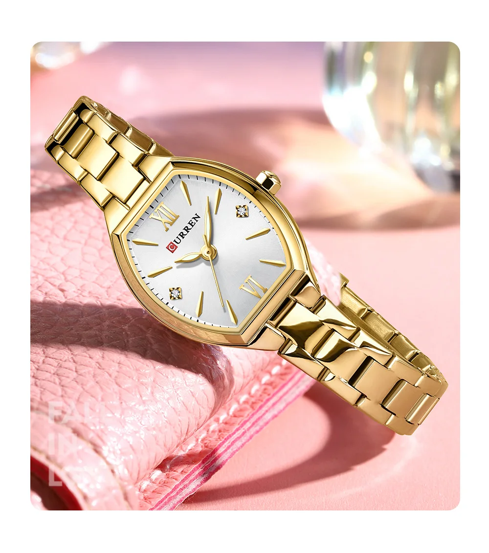 CURREN 9112 Women's Watches Luxury Tonneau Original Top Brand Quartz Watch Waterproof Luminous Hands Femme Wristwatch for Ladies