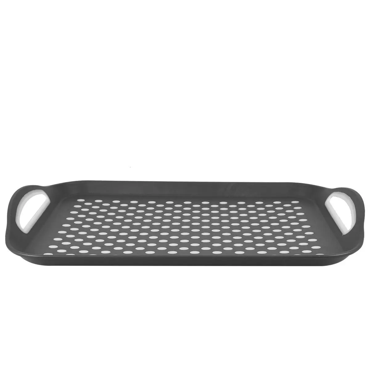 thumbnail image 2 of Anti-Slip Plastic Serving Tray - Black & White Food Tray, Microwave & Dishwasher Safe 2 of 9