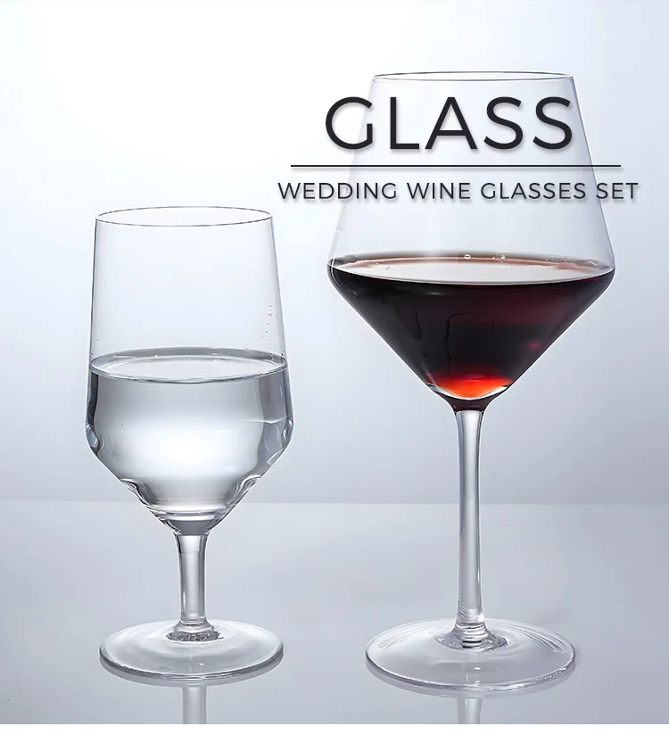 Hand Sets Clear Red Wine Glasses Premium Crystal Wedding Decoration ...